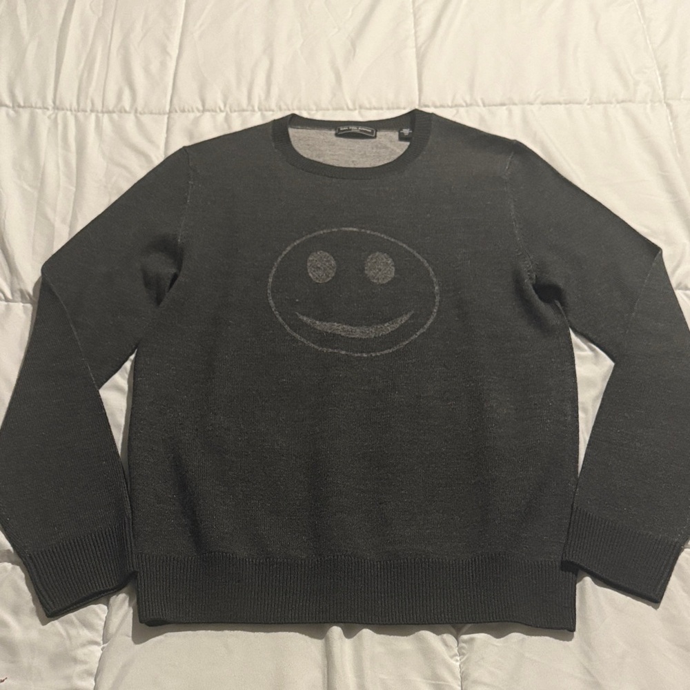 Saks Fifth Avenue Charcoal Smiley Crewneck Sweater